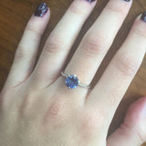 Sapphire Engagement Ring - Blue Solitaire Ring, Dainty Sapphire Band