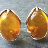 Statement Amber Earrings - Natural Amber Earrings - Large Vintage Silver Earrings