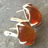 Statement Amber Earrings - Natural Amber Earrings - Large Vintage Silver Earrings