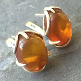 Statement Amber Earrings - Natural Amber Earrings - Large Vintage Silver Earrings