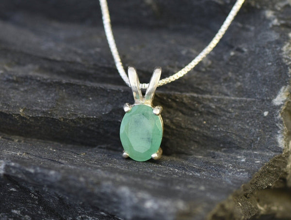 100% Natural Emerald Necklace With 14k Yellow Gold Necklace For Anniversary  Gift | eBay