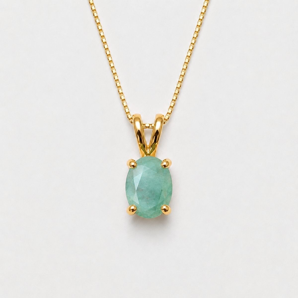 Natural Emerald Pendant made in 18k Gold Vermeil with Oval Natural Green Emerald in Prong setting, May Birthstone gift idea, symbolizes growth, harmony, and deep emotional healing, ideal for everyday wear and perfect for birthday gifting and special occasions.