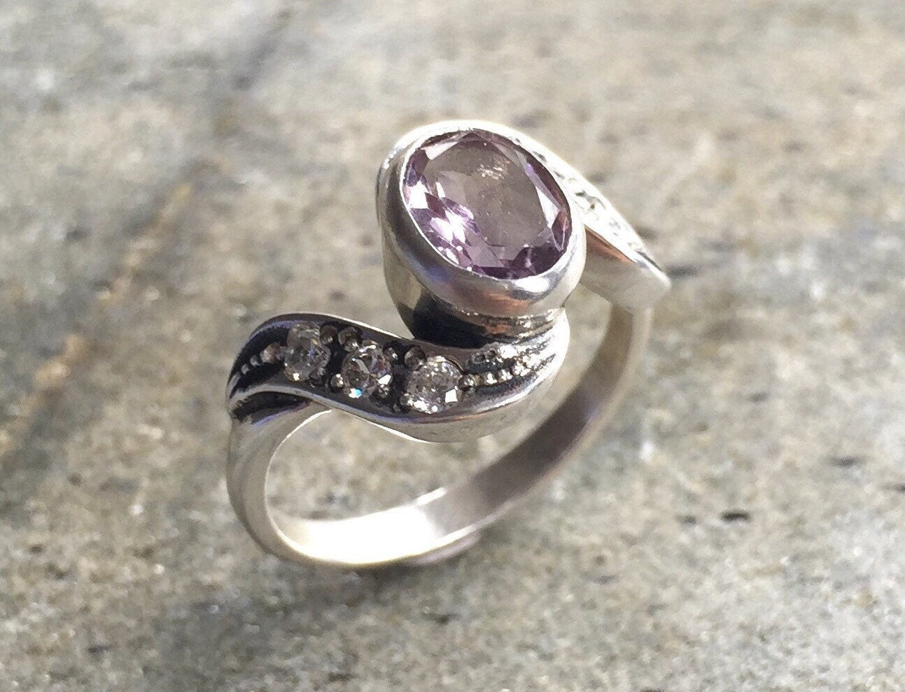 Amethyst Ring, Natural Amethyst, Vintage Amethyst Ring, February Birthstone, Vintage Rings, Antique Ring, Purple Diamond, Solid Silver Ring
