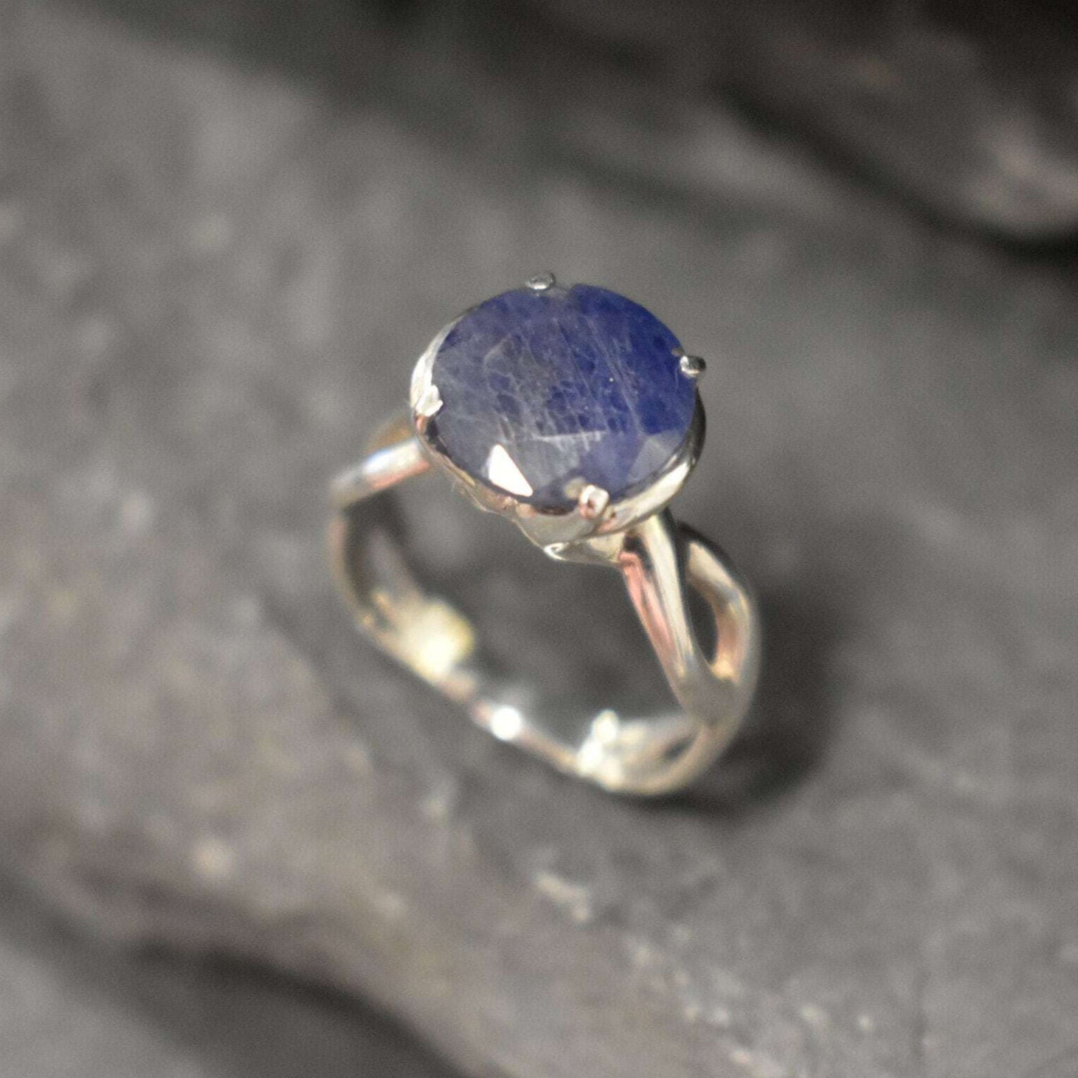 Natural Sapphire Ring made in 925 Sterling Silver with Round Natural Blue Sapphire in Solitaire setting, September Birthstone gift idea, symbolizes sincerity, truth, and faithfulness, ideal for everyday wear and perfect for birthday gifting and special occasions.