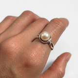 White Pearl Ring - Natural Pearl Ring - Classy Pearl Ring