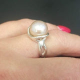 White Pearl Ring, Promise Ring, Natural Pearl, June Birthstone, Real Pearl Engagement Ring, Antique Rings, Unique Ring, Sterling Silver Ring