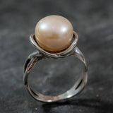 White Pearl Ring, Promise Ring, Natural Pearl, June Birthstone, Real Pearl Engagement Ring, Antique Rings, Unique Ring, Sterling Silver Ring