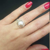 White Pearl Ring, Promise Ring, Natural Pearl, June Birthstone, Real Pearl Engagement Ring, Antique Rings, Unique Ring, Sterling Silver Ring