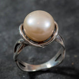 White Pearl Ring, Promise Ring, Natural Pearl, June Birthstone, Real Pearl Engagement Ring, Antique Rings, Unique Ring, Sterling Silver Ring