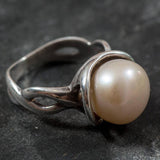 White Pearl Ring, Promise Ring, Natural Pearl, June Birthstone, Real Pearl Engagement Ring, Antique Rings, Unique Ring, Sterling Silver Ring