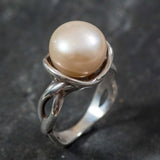 White Pearl Ring, Promise Ring, Natural Pearl, June Birthstone, Real Pearl Engagement Ring, Antique Rings, Unique Ring, Sterling Silver Ring