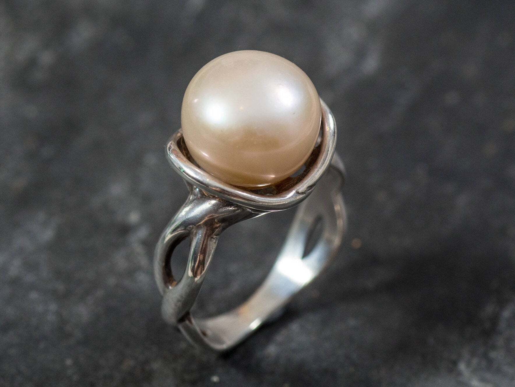 White Pearl Ring, Pearl Promise Ring, Natural Pearl, June Birthstone, White Pearl, Real Pearl, Vintage Rings, Solid Silver Ring, Pearl