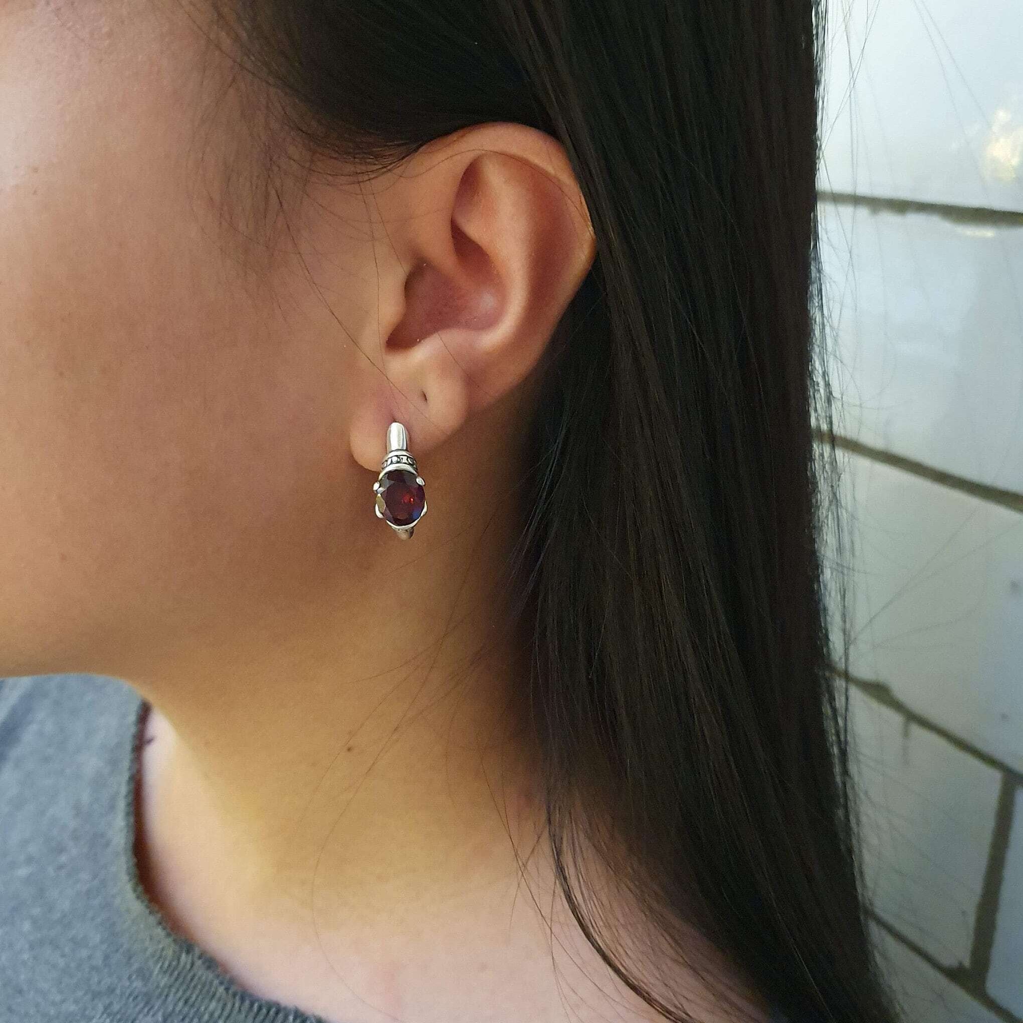 Elegant 925 Sterling Silver Created Emerald Earrings, perfect birthday gift for May birthdays and special occasions.