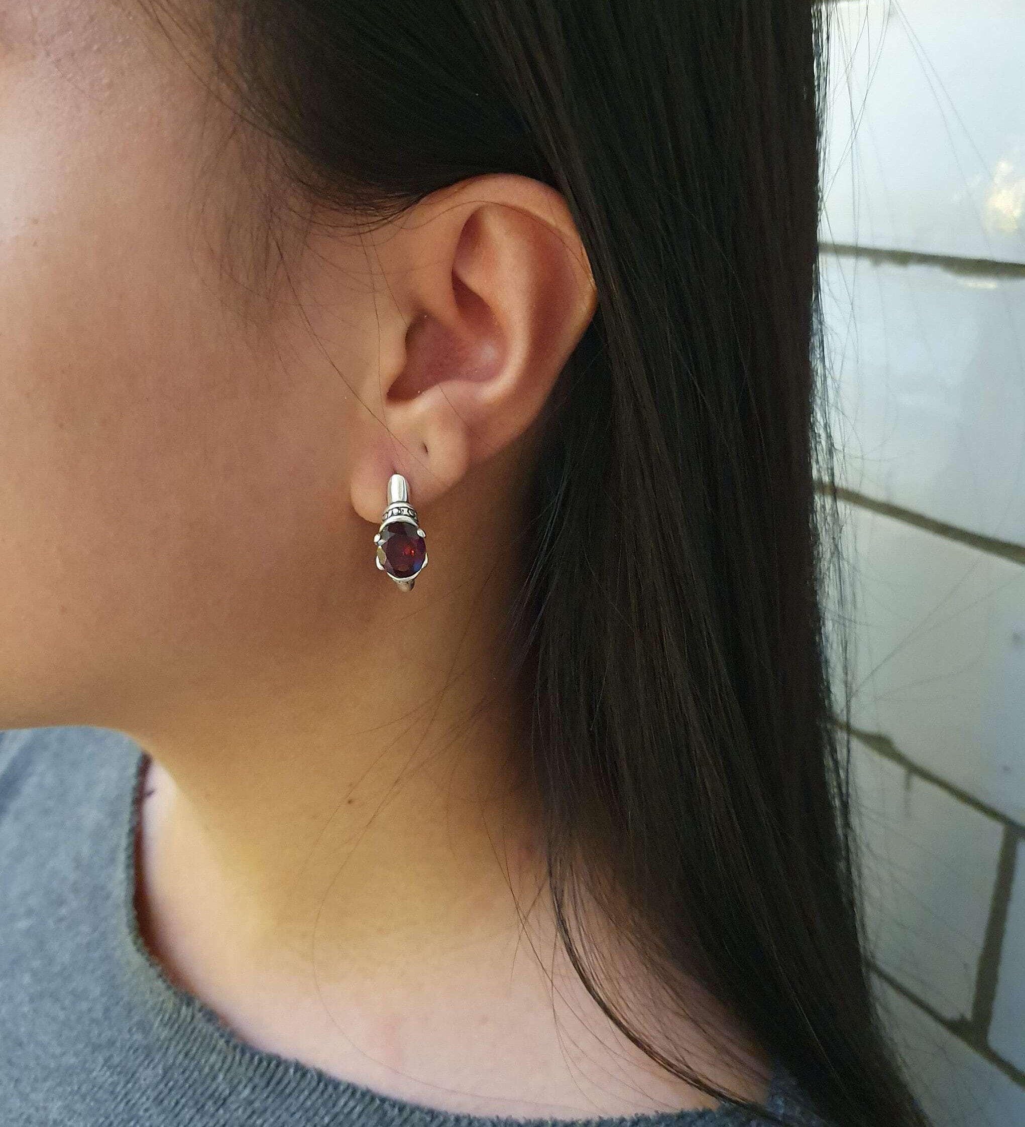 Elegant 925 Sterling Silver Created Emerald Earrings, perfect birthday gift for May birthdays and special occasions.