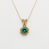 Created Emerald Pendant made in 18k Gold Vermeil with Round Created Green Emerald in Prong setting, May Birthstone gift idea, symbolizes, ideal for everyday wear and perfect for birthday gifting and special occasions.