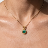 18k Gold Vermeil Created Emerald Pendant featuring May Birthstone, ideal for daily wear and special occasions.
