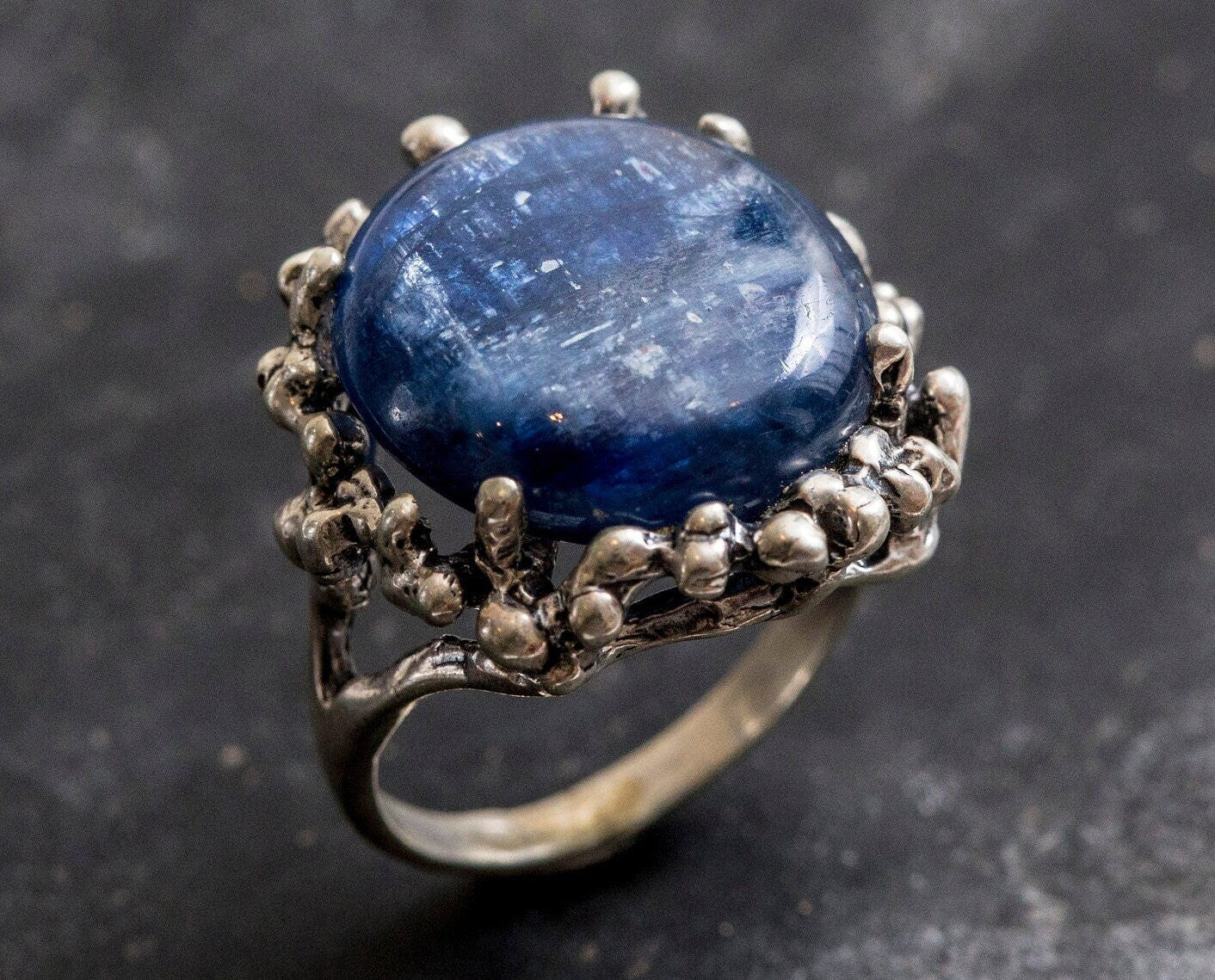 Artistic Blue Ring, Kyanite Ring, Natural Kyanite, Vintage Blue Rings, Large Stone Ring, Blue Ring, Solid Silver Ring, Genuine Kyanite