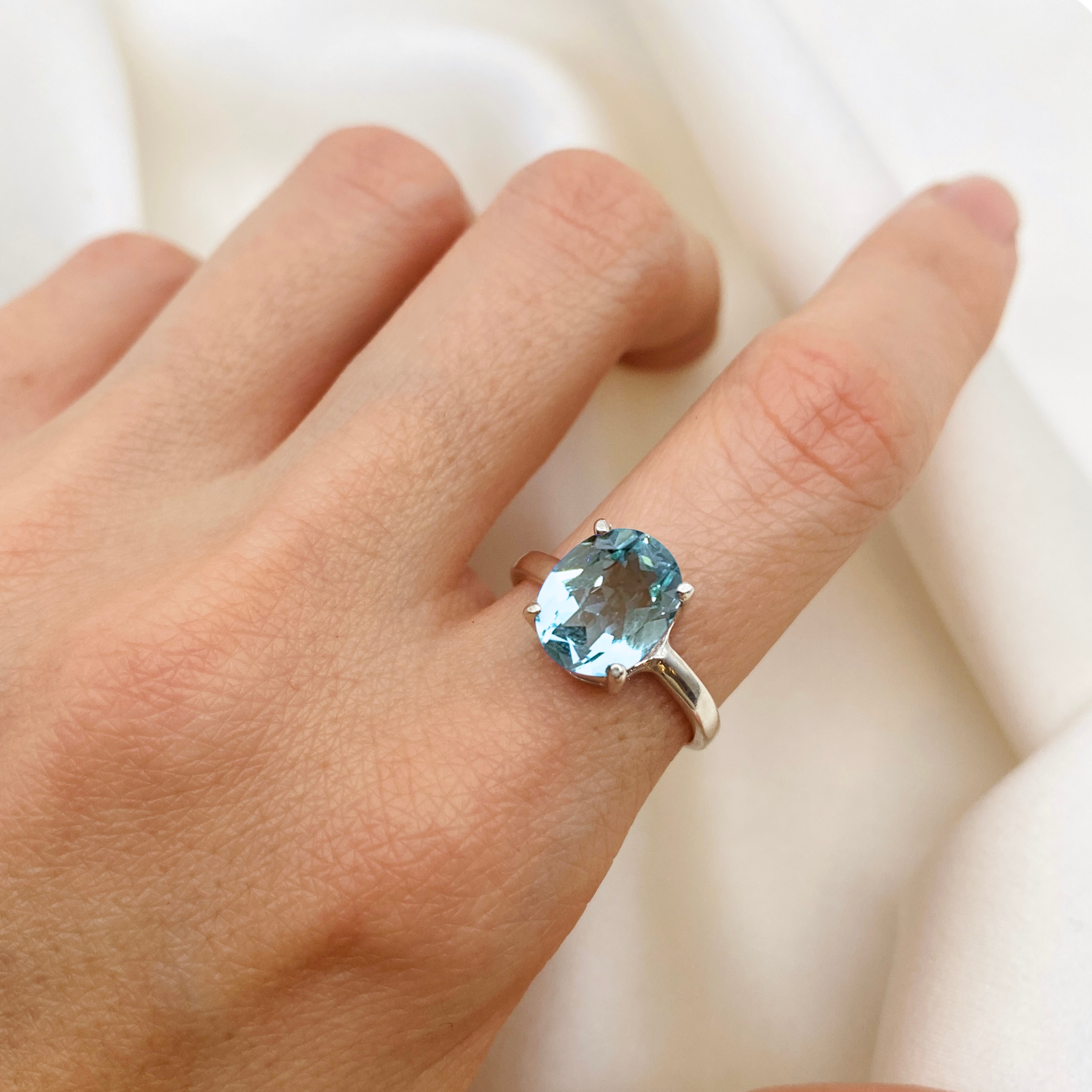 Blue Diamond Ring, Aquamarine Ring, Created Aquamarine, Promise Ring, Vintage Rings, Blue Aqua Ring, Blue Promise Ring, Solid Silver Ring