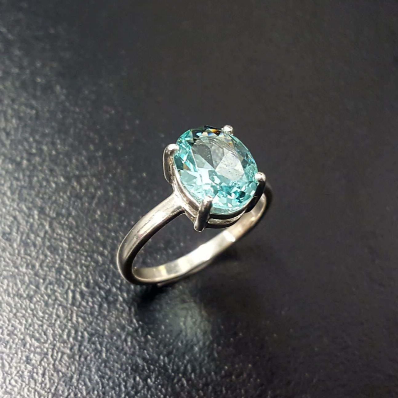 Blue Diamond Ring, Aquamarine Ring, Created Aquamarine, Promise Ring, Vintage Rings, Blue Aqua Ring, Blue Promise Ring, Solid Silver Ring