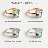 Classic Oval Created Aquamarine Stacking Ring in 18k Gold Vermeil