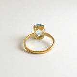 Classic Oval Created Aquamarine Stacking Ring in 18k Gold Vermeil