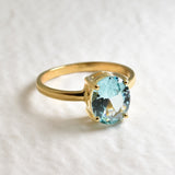 Aquamarine Ring - Blue Solitaire Ring - Classic Vintage Ring