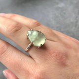 Prehnite Ring, Natural Prehnite, May Birthstone Ring, Teardrop Ring, Teardrop Prehnite, Healing Stones, Vintage Rings, Solid Silver Ring