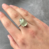 Prehnite Ring, Natural Prehnite, May Birthstone Ring, Teardrop Ring, Teardrop Prehnite, Healing Stones, Vintage Rings, Solid Silver Ring