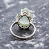 Prehnite Ring, Natural Prehnite, May Birthstone Ring, Teardrop Ring, Teardrop Prehnite, Healing Stones, Vintage Rings, Solid Silver Ring