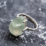 Prehnite Ring, Natural Prehnite, May Birthstone Ring, Teardrop Ring, Teardrop Prehnite, Healing Stones, Vintage Rings, Solid Silver Ring