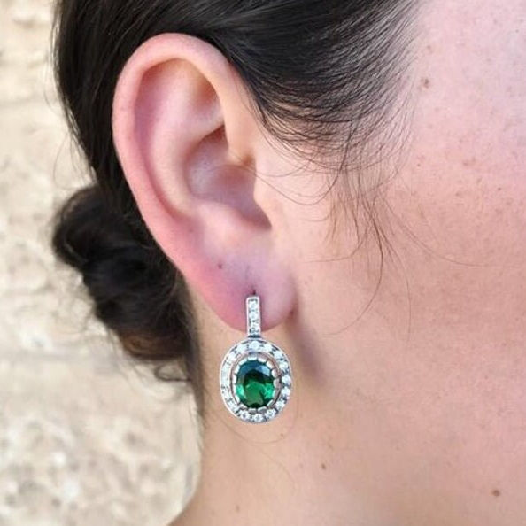 Emerald Earrings, Natural Emerald, May Birthstone, Antique Emerald Earrings, Green Emerald Earrings, Vintage Earrings, 925 Silver Earrings