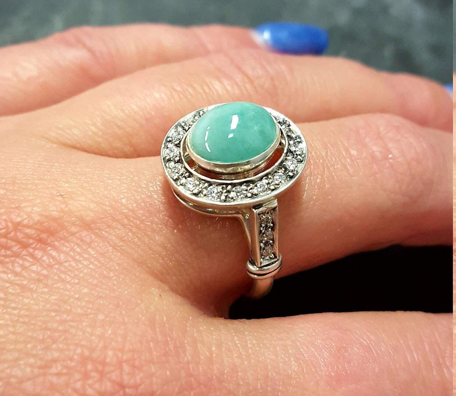 Victorian Style Ring, Natural Emerald Ring, Emerald Ring, May Birthstone, Oval Silver Ring, Green Vintage Ring, May Ring, Solid Silver Ring