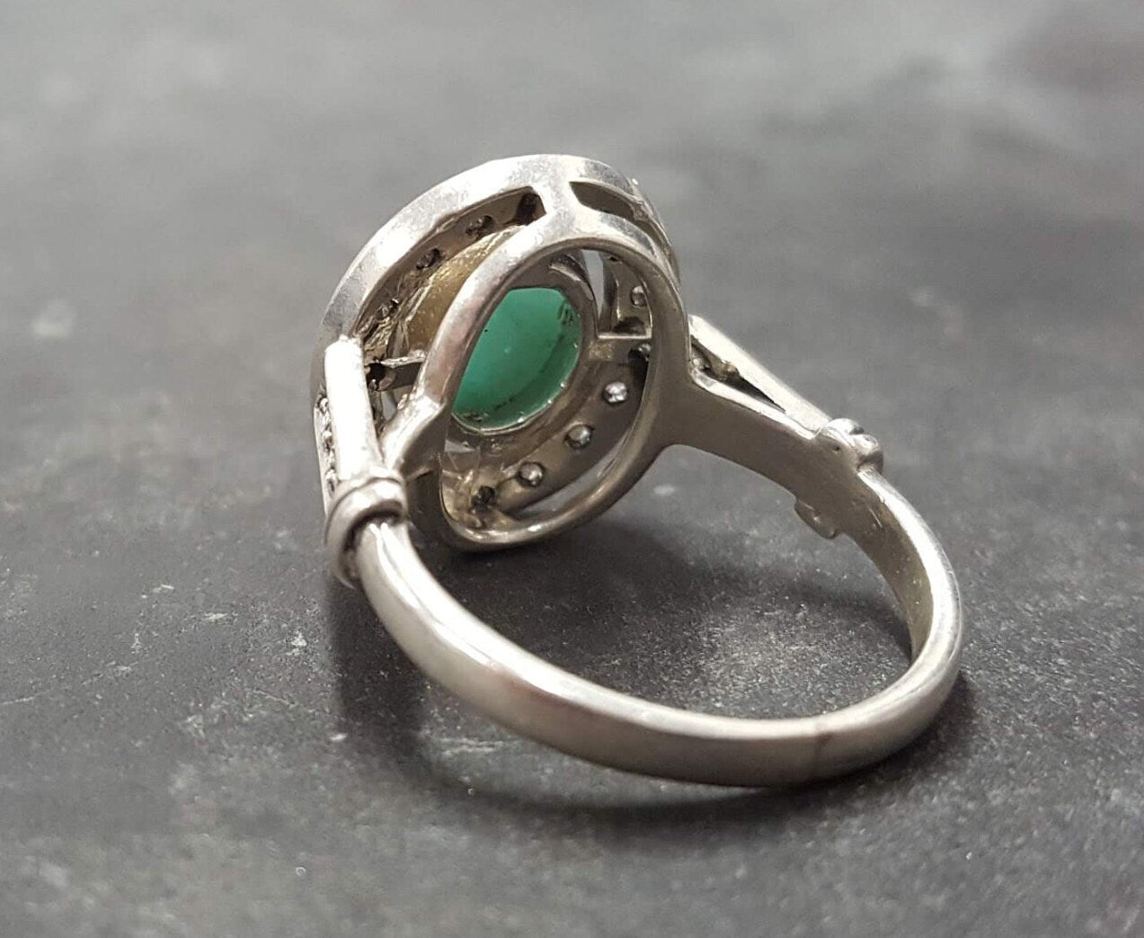 Victorian Style Ring, Natural Emerald Ring, Emerald Ring, May Birthstone, Oval Silver Ring, Green Vintage Ring, May Ring, Solid Silver Ring