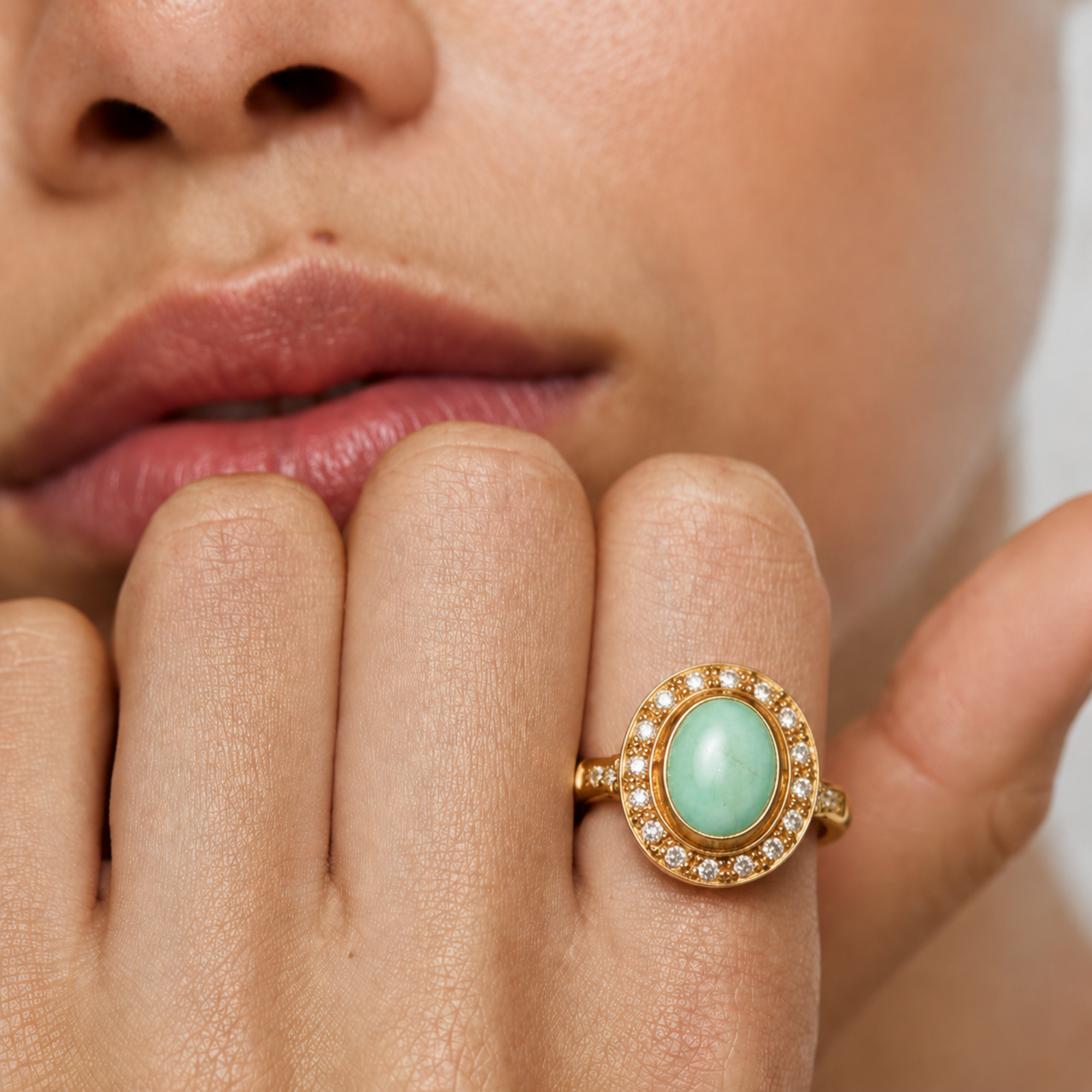 Elegant 18k Gold Vermeil Emerald Ring featuring an oval green emerald, ideal as a May birthday gift for healing and harmony.