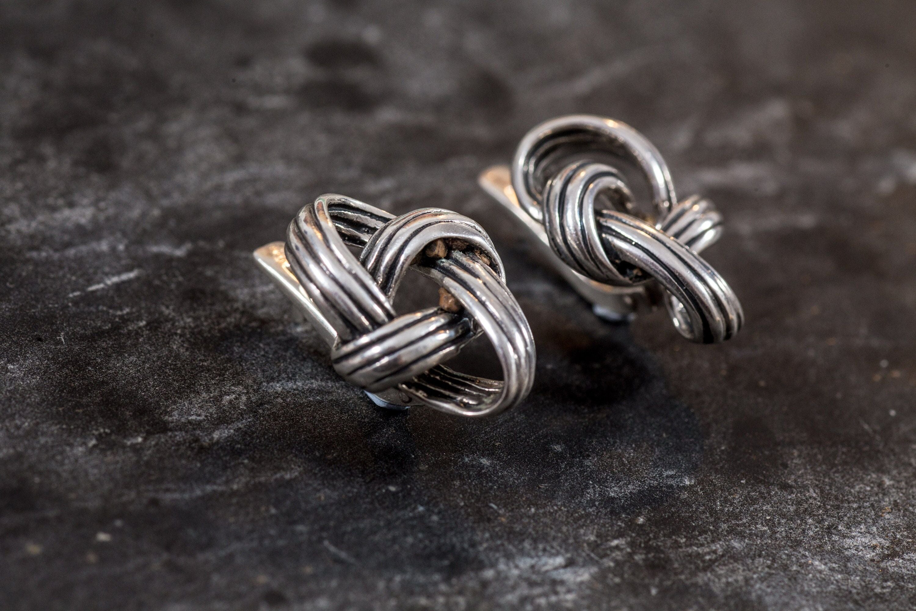 Knot Earrings, Silver Knot Earrings, Statement Silver Earrings, Designed Earrings, Unique Silver Earrings, Unique Silver Studs, Silver Suds