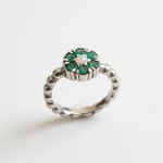 Natural Emerald Ring made in 925 Sterling Silver with Round Natural Green Emerald in Cluster setting, May Birthstone gift idea, symbolizes growth, harmony, and deep emotional healing, ideal for everyday wear and perfect for birthday gifting and special occasions.