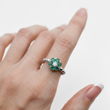 Elegant 925 Sterling Silver Natural Emerald Ring, cluster design with May birthstone, perfect for gifting and everyday wear.