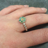 Flower Emerald Ring - Genuine Emerald Opal Ring - Green Vintage Ring