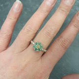 Flower Emerald Ring - Genuine Emerald Opal Ring - Green Vintage Ring