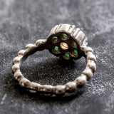 Flower Emerald Ring - Genuine Emerald Opal Ring - Green Vintage Ring