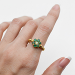 Elegant 18k Gold Vermeil Natural Emerald Ring, May birthstone, symbolizes growth, perfect for gifting and everyday elegance.