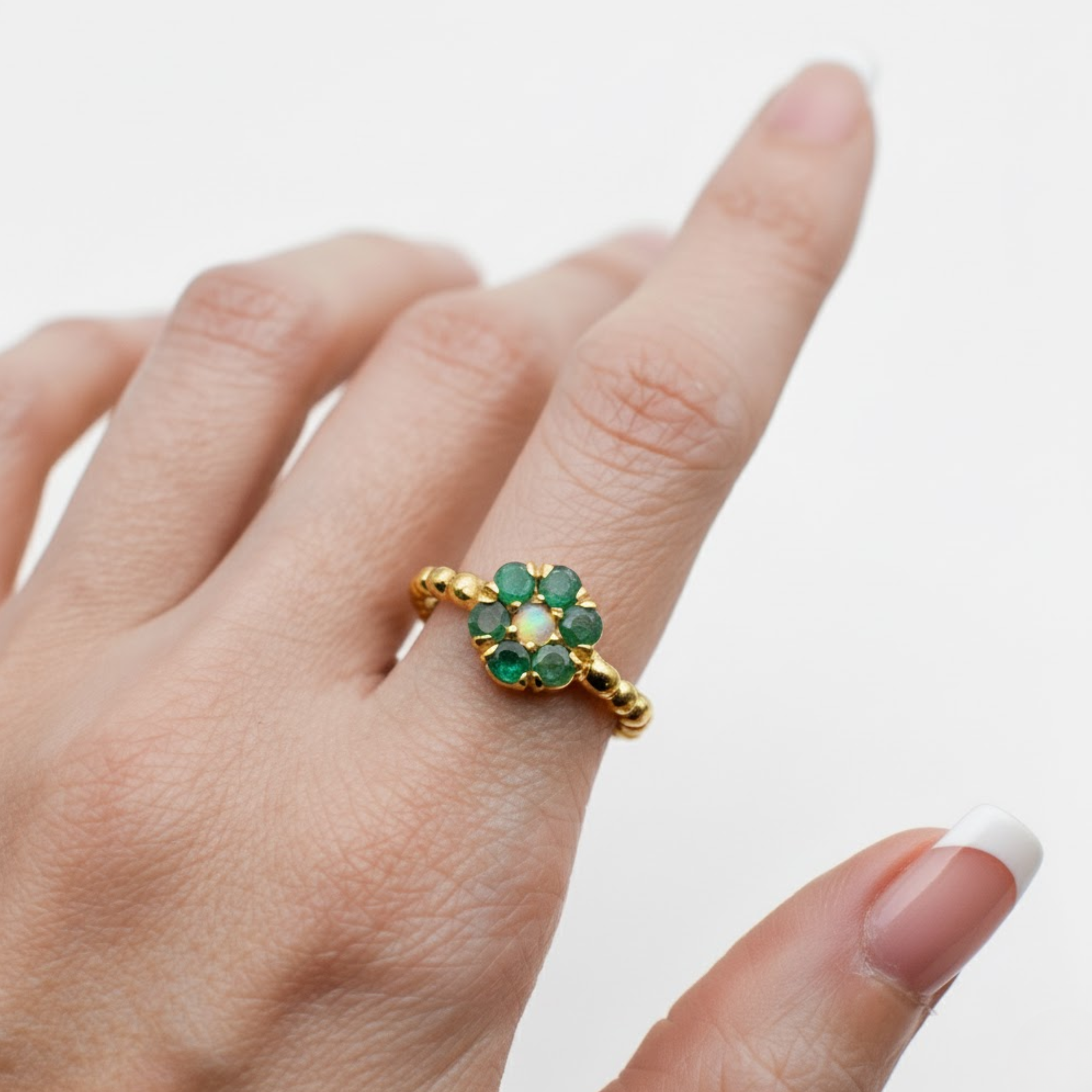 Elegant 18k Gold Vermeil Natural Emerald Ring, May birthstone, symbolizes growth, perfect for gifting and everyday elegance.