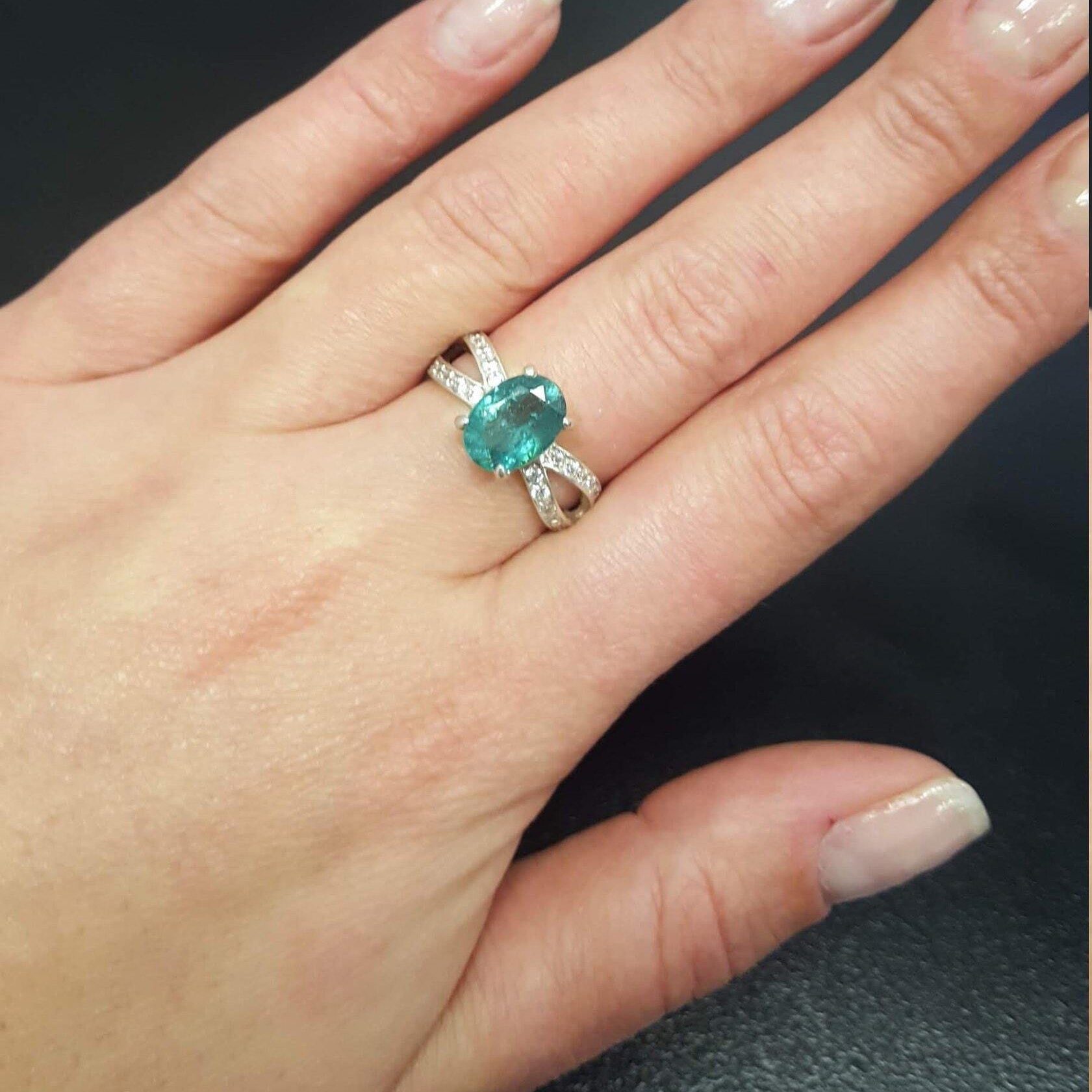 Tourmaline Ring, Blue Tourmaline, Natural Tourmaline, October Ring, Promise Ring, Blue Ring, October Birthstone, Silver Ring, Tourmaline