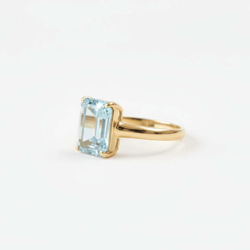 Gorgeous 18k Gold Vermeil Ring featuring Natural Sky Blue Topaz, a meaningful December Birthstone gift for special occasions.