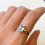 Elegant 18k Gold Vermeil Natural Blue Topaz Ring, December Birthstone symbolizes clarity and emotional balance, perfect for gifts.