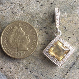 Vintage Citrine Necklace - Genuine Citrine Necklace - Princess Cut Yellow Pendant