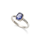 Blue Gemstone Gold Ring set with Natural Iolite in a diamond cut, flawless clarity & deep blue color, perfect for gifting