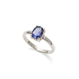 Blue Gemstone Gold Ring - Natural Iolite Ring - Solitaire Iolite Ring