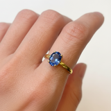 An elegant blue Iolite gemstone ring in 18k Gold Vermeil over Solid 925 Sterling Silver, ideal for gifting, and daily wear