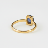 Blue Solitaire Ring in 18k Gold Vermeil over Solid 925 Sterling Silver